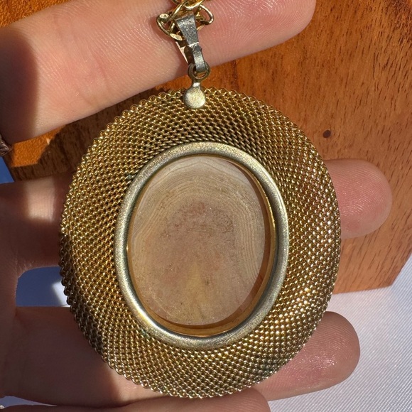 Peach Moonstone Gold Pendant Necklace - Picture 3 of 5
